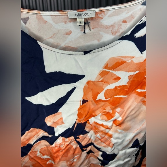 Women’s Tyler Böe Blue Orange Floral Viscose Sleeveless Tank Top Designer Large - Picture 3 of 4